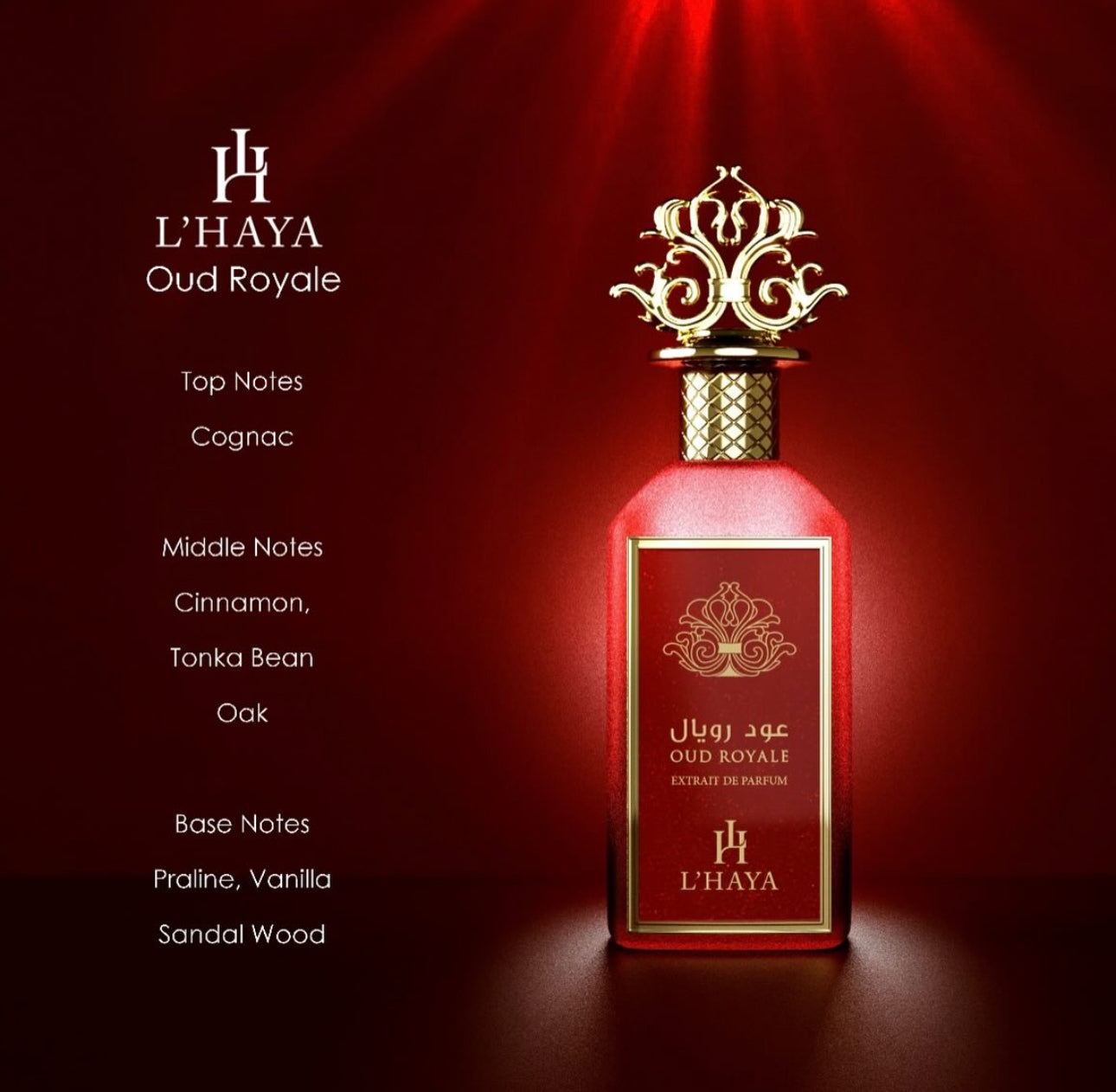 L'HAYA Oud Royale Extrait Parfum Luxury Fragrance 100ml 3.4 oz Gold Crown