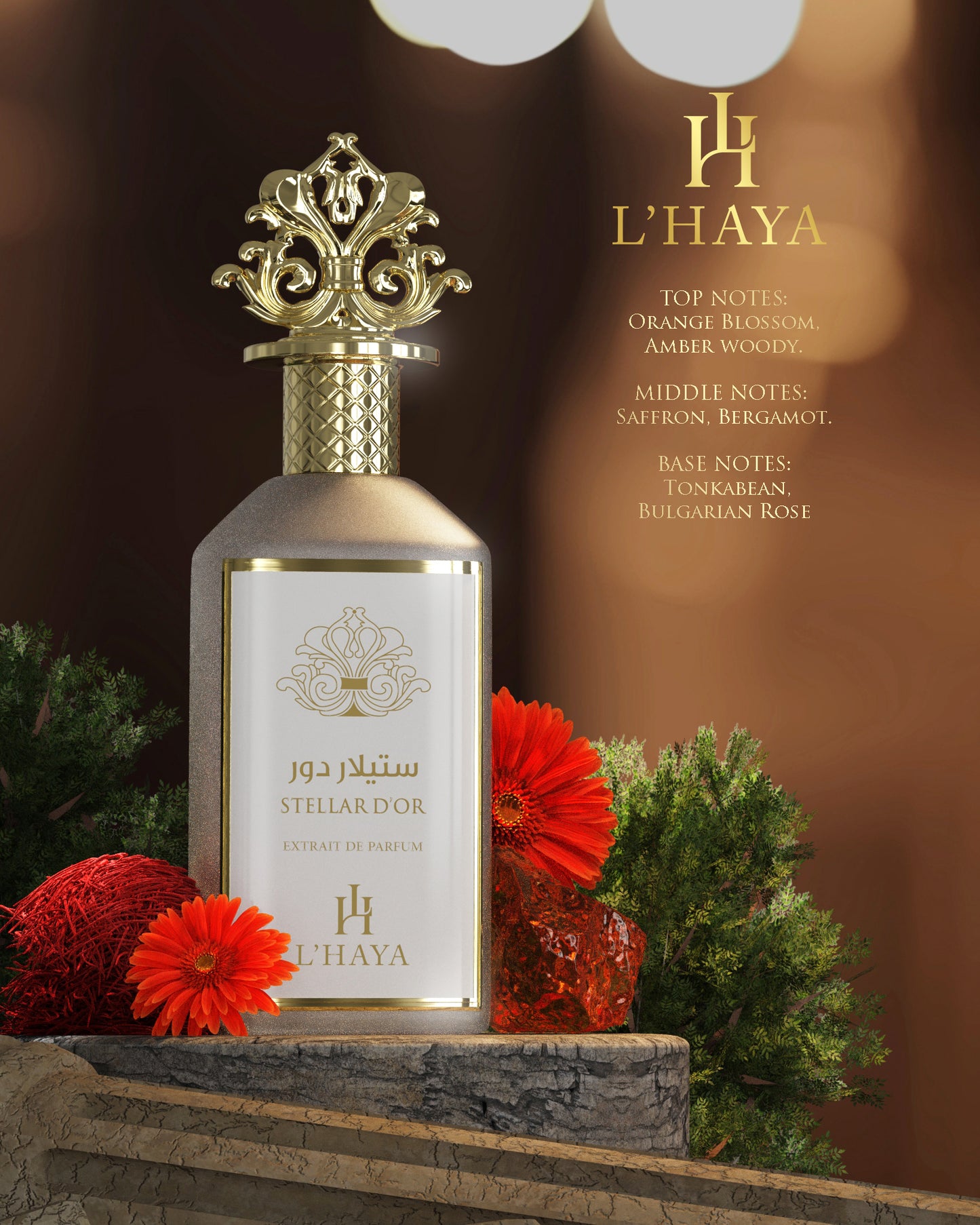 L'HAYA STELLA D’or Extrait de Parfum Luxury Fragrance 100ml 3.4 oz Gold Crown