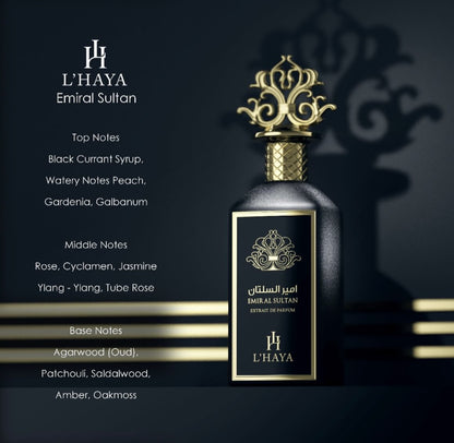 L'HAYA Emir Al Sultan Extrait De Parfum Luxury Fragrance 100ml 3.4 oz Gold Crown