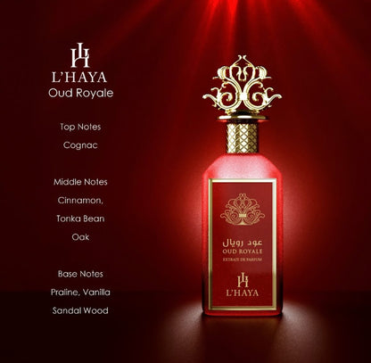 L'HAYA Oud Royale Extrait Parfum Luxury Fragrance 100ml 3.4 oz Gold Crown
