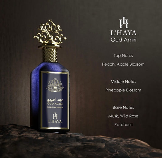 L'HAYA Oud Amiri Extrait Parfum Luxury Fragrance 100ml 3.4 oz Gold Crown