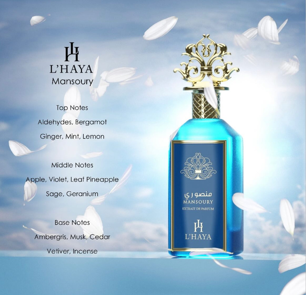 L'HAYA Mansoury Extrait de Parfum Luxury Fragrance 100ml 3.4 oz Gold Crown