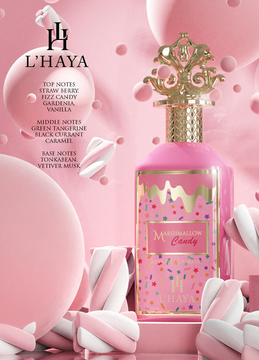 L'HAYA MARSHSMALLOW CANDY  Extrait Parfum Luxury Fragrance 100ml 3.4 oz Gold Crown
