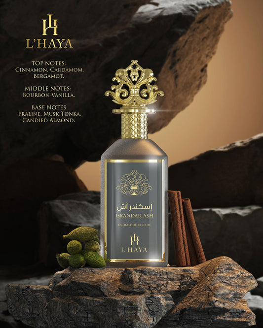 L'HAYA ISKANDER ASH Extrait Parfum Luxury Fragrance 100ml 3.4 oz Gold Crown