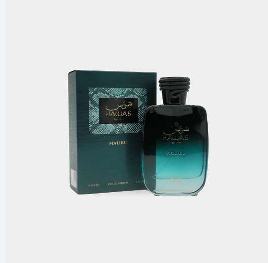Hawas Malibu By Rasasi Unisex Eau De Perfum Long Lasting Frgrance 3.4 oz 100 ml