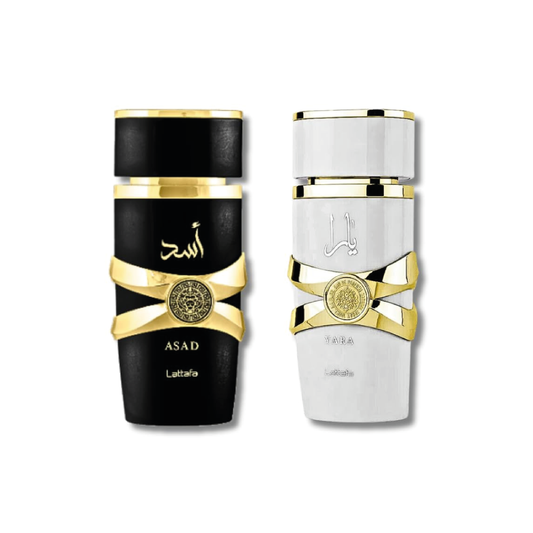 Perfumes Lattafa – Asad &amp; Yara Moi Eau de Parfum (100 ml / 3,4 fl oz cada uno) – Paquete económico